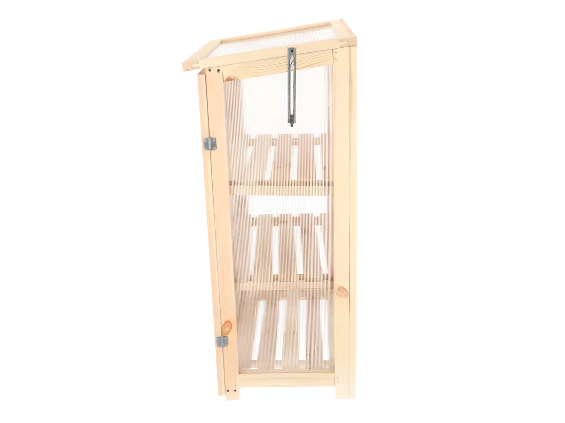 Serre en bois avec portes et toit ouvrant - Beige - L 69,4 x P 54 x H 125,2 cm