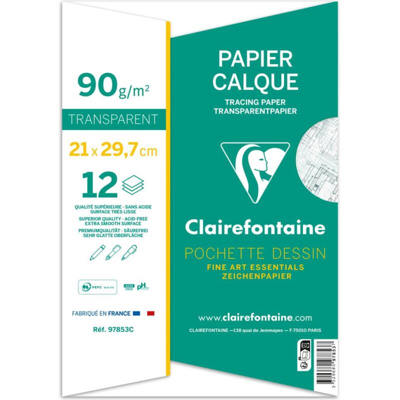 Papier Calque pochette 12F A4 90/95g