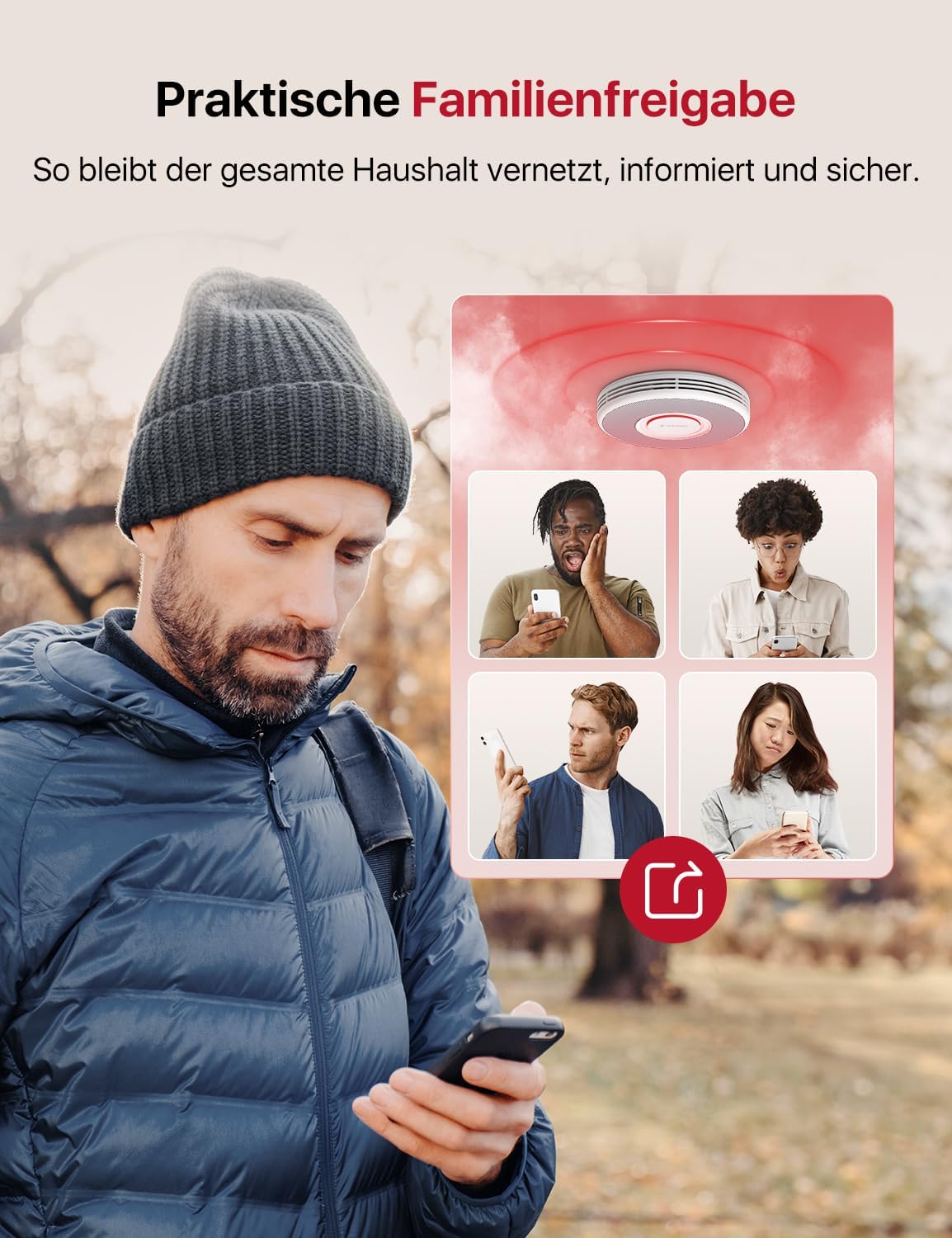 X-Sense Smarter Rauchmelder WLAN mit Sprachausgabe und 17 Standorten, Feuermelder, Rauchmelder vernetzt, 33 mm, Brandmelder mit SBS50 Basisstation, XS0B-MR121, 12 Stück
