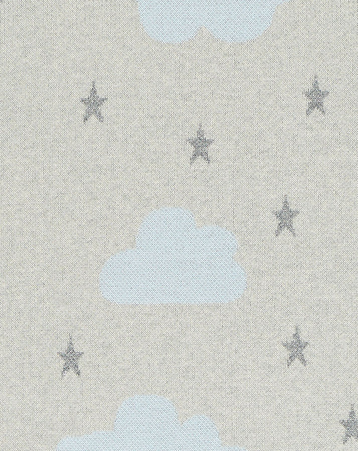 Strickdecke CLOUD AND STAR (100x75) aus Baumwolle in grau/hellblau