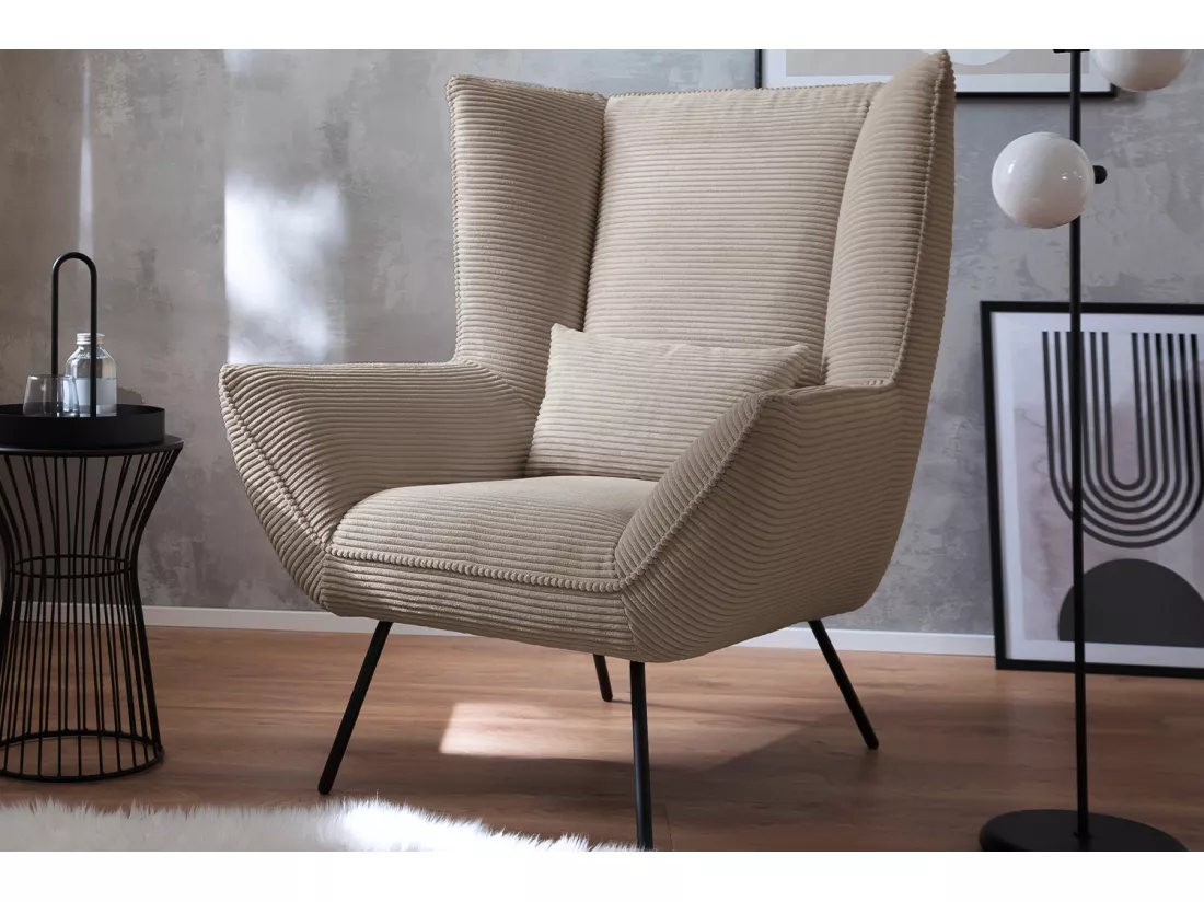 Fauteuil - taupe Velours côtelé - IVA