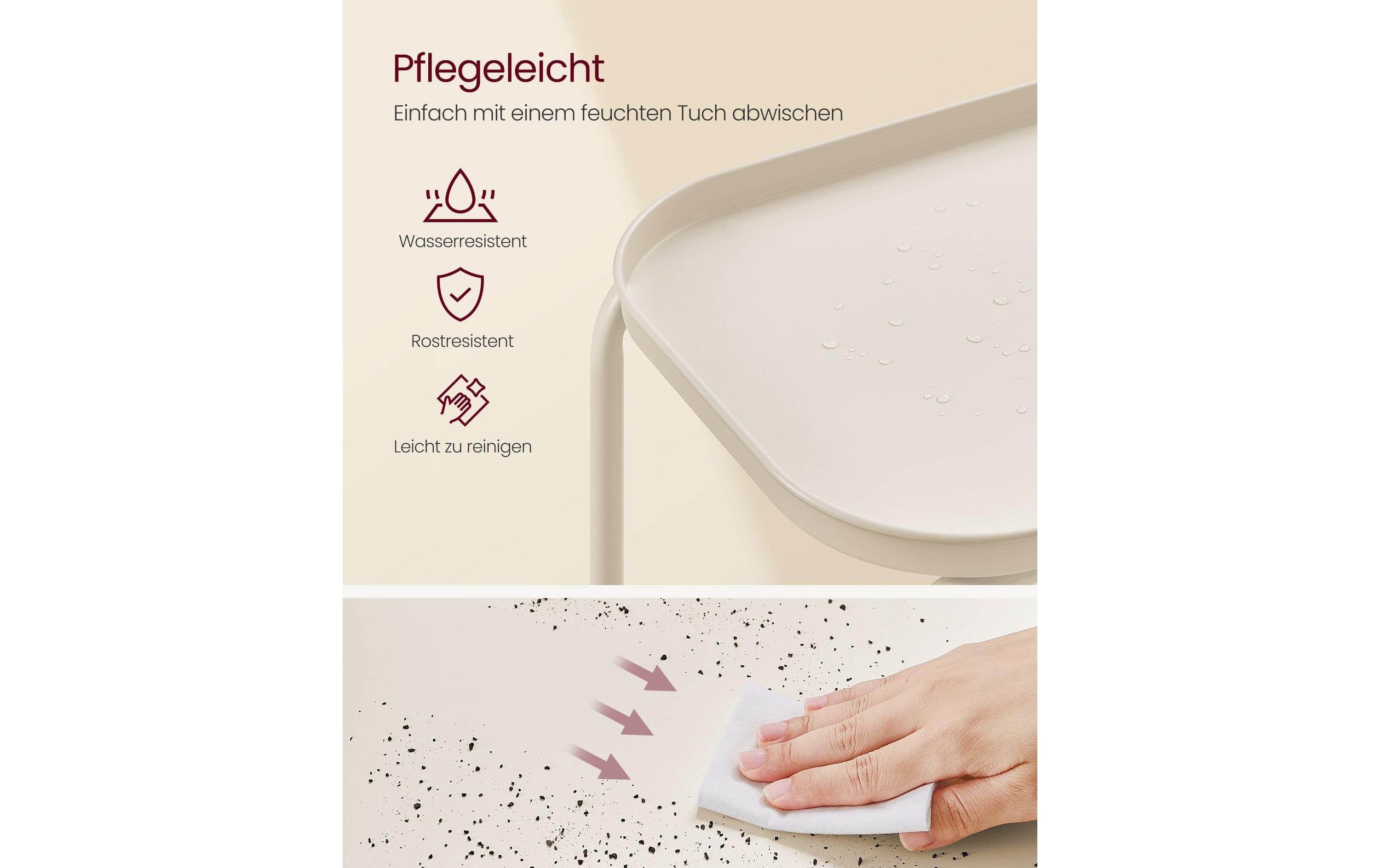 Beistelltisch 40 x 30 x 56 cm, CremeweissBeistelltisch mit zwei Ebenen