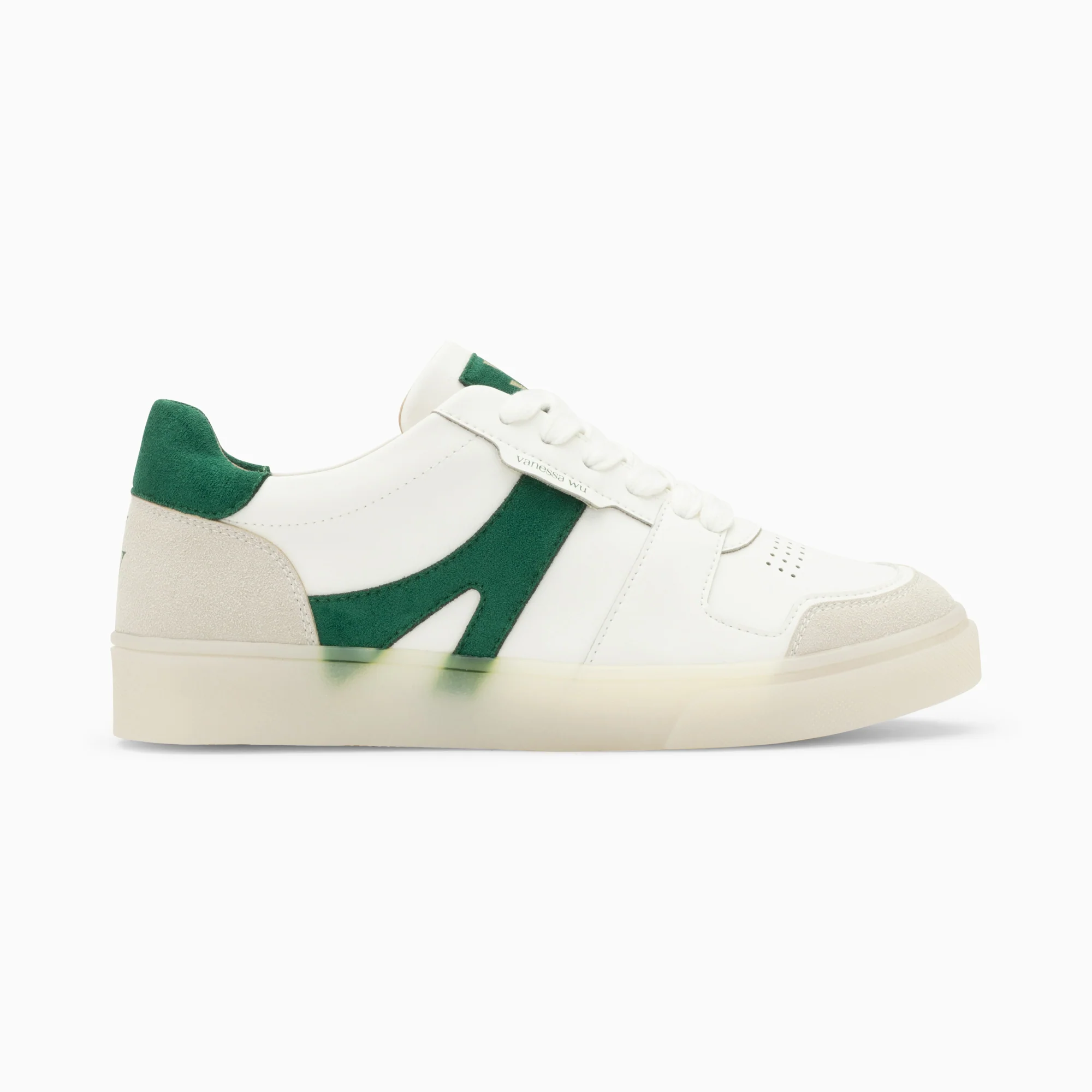 Sneakers-Baskets Sanae blanc et vert à semelle transparente