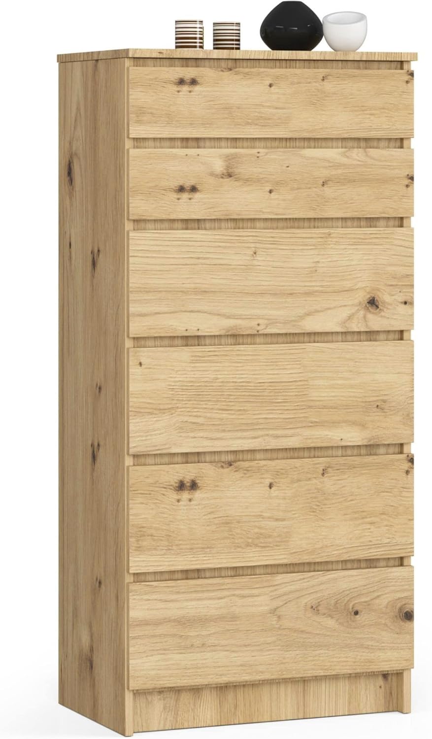 Home Collective Kommode in Artisan Eiche mit 6 geräumigen Schubladen, 60 cm breit, 130 cm hoch Kommode Schlafzimmer Flur Wohnzimmer Organizer mit Schubladen Holz Highboard Sideboard Schrank