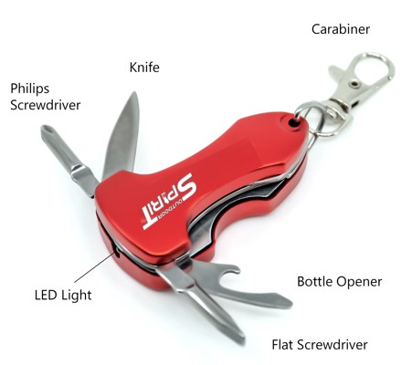 Multitool 5 in 1 mit LED Licht Schlüsselanhänger