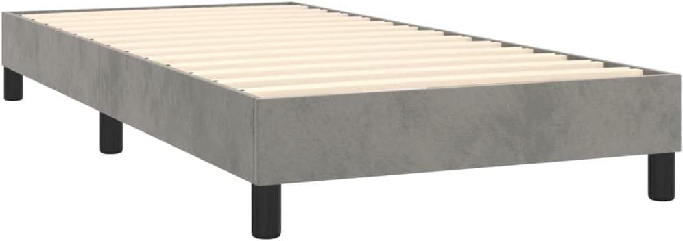 Cozynest Polsterbett Bett Einzelbett Bettrahmen Bettgestell Lattenrost Hotelbett Schlafzimmerbett Boxspringbett mit Matratze & LED Hellgrau 90x200 cm Samt