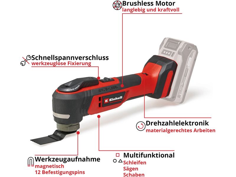 Einhell Professional Multifunktionswerkzeug TP-MG 18 Li BL Akku-Multifunktionswerkzeug mit bürstenlosem Motor
