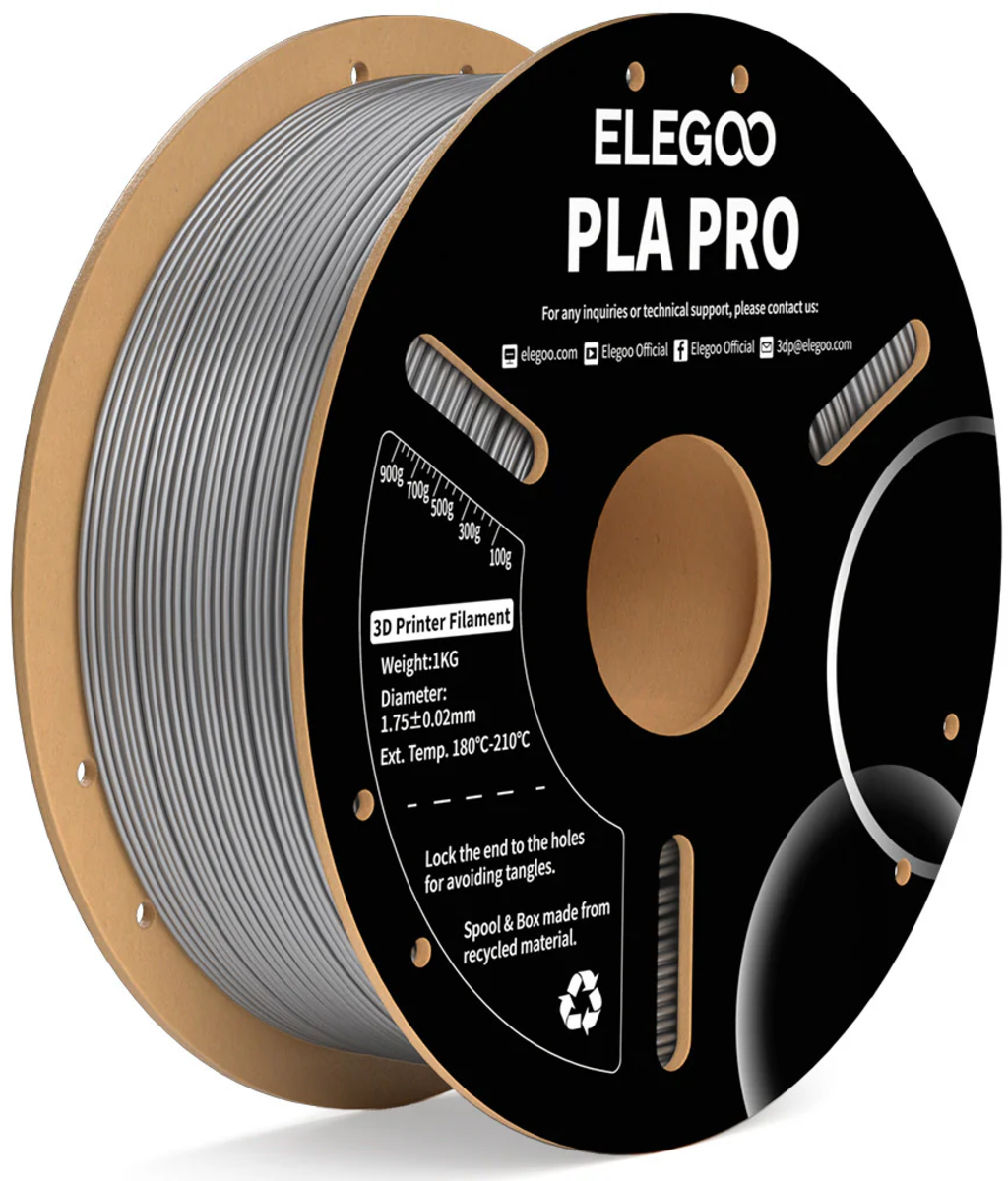 Elegoo  PLA Pro Silver, 1,75 mm / 1000 g    PLA mit hervorragender Starrheit, Steifheit & Temperaturbeständigkeit in Silber