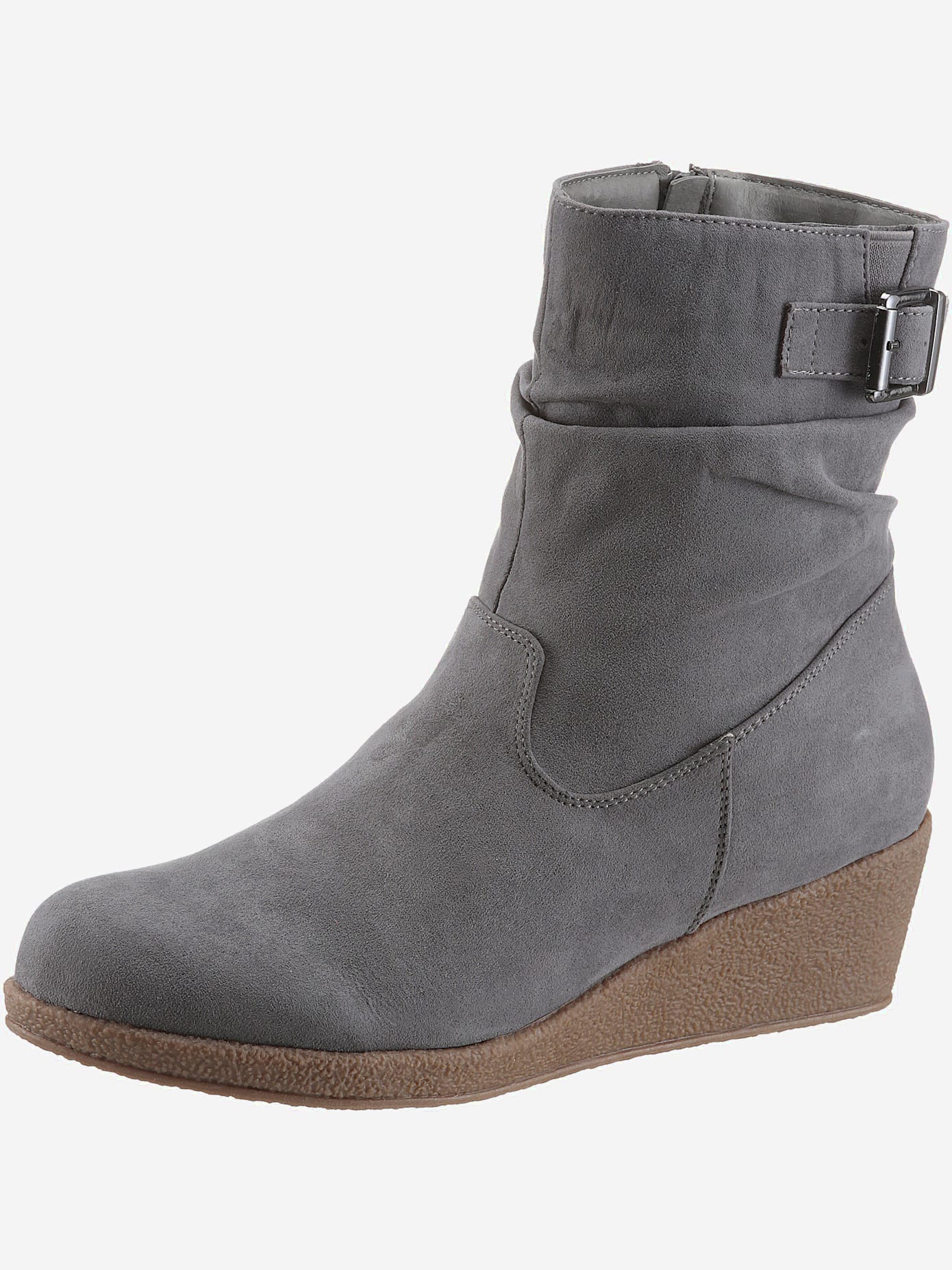 Bottines compensées classiques, textile doux, imitation cuir velours