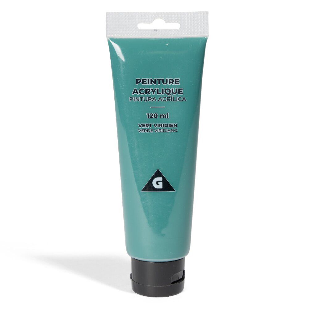 Tube peinture acrylique 120ml vert viridien