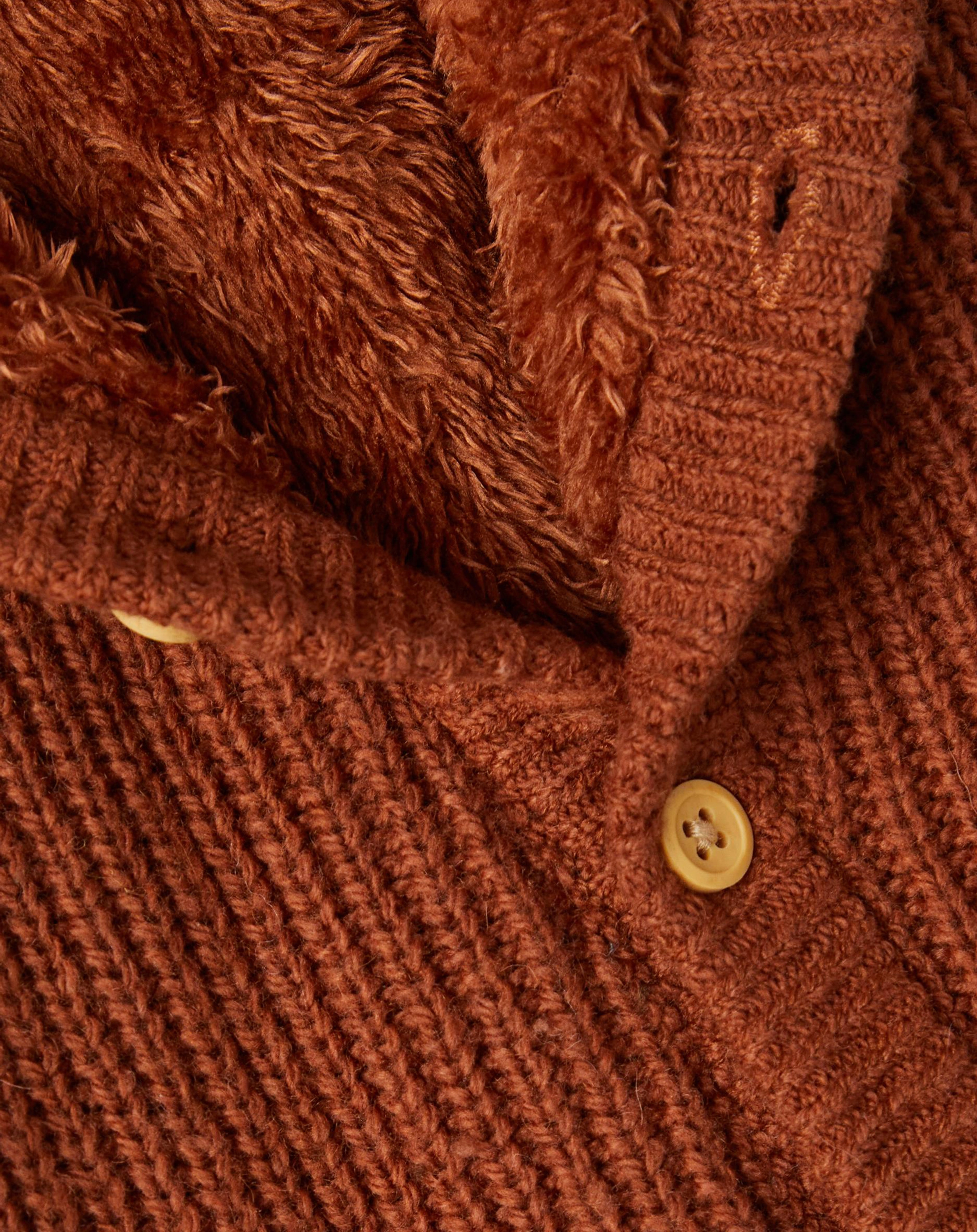 Kapuzen-Strickjacke in coconut shell