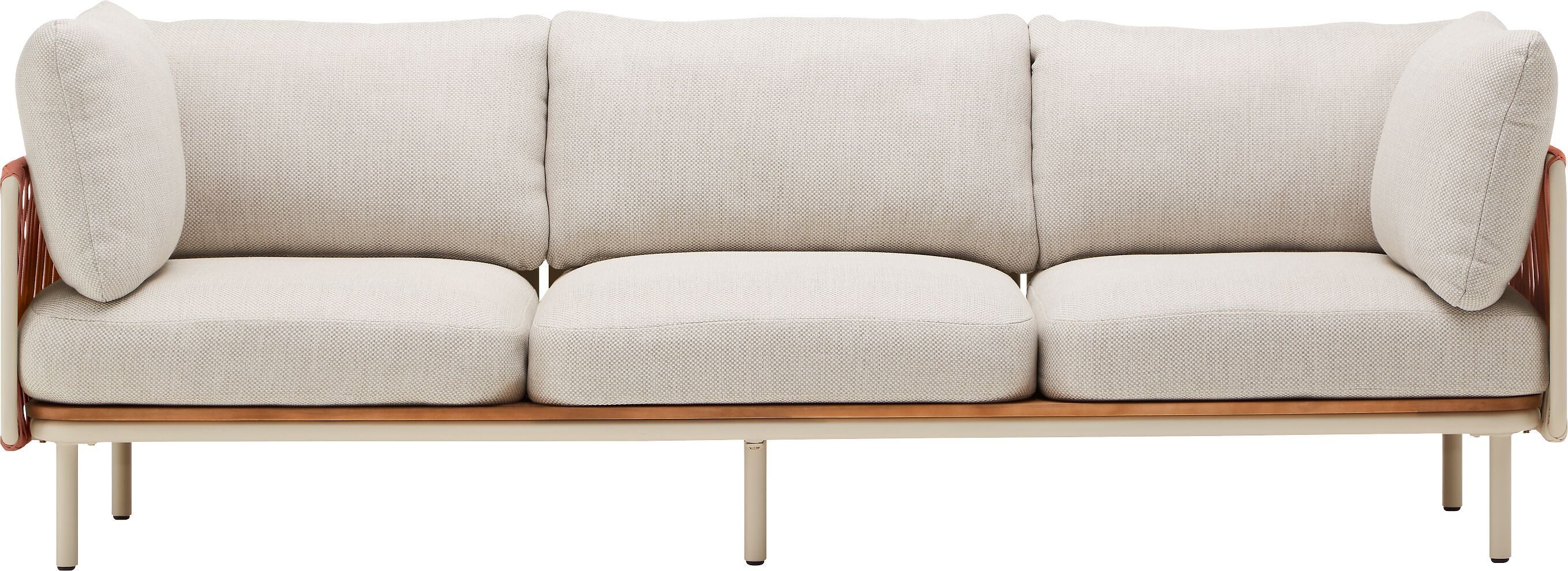 NIHOA 3er Sofa Arml. Rope Terracotta - Terra / B: 234.0 cm x T: 81.0 cm x H: 18.0 cm