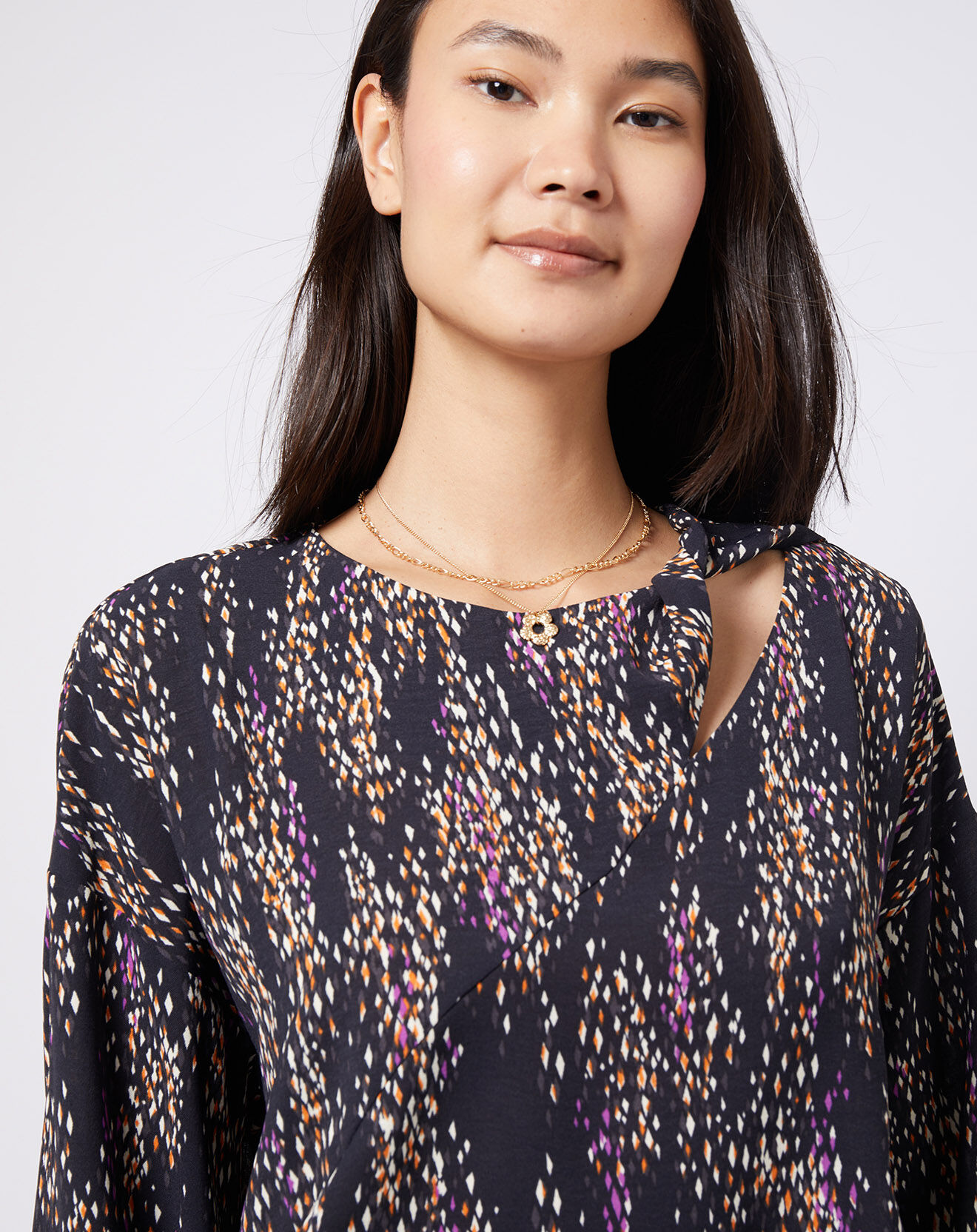 Esprit Blouse fluide à motif et découpe multicolore
