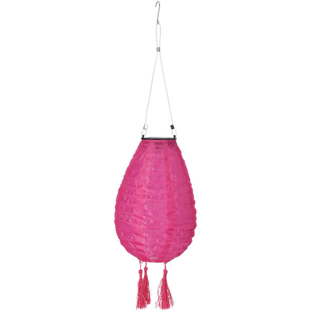 Blokker Solar Lampion Ovaal - 20 cm - Fuchsia