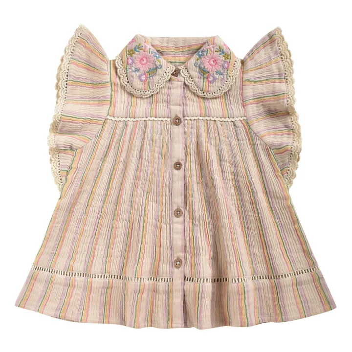 Louise Misha Robe Marla Rayée | Beige