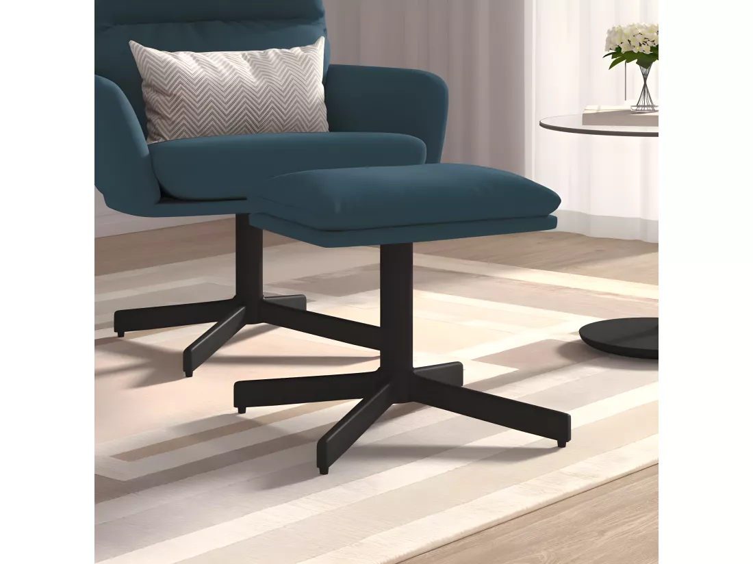 Repose-pied Bleu 60x60x36 cm Velours