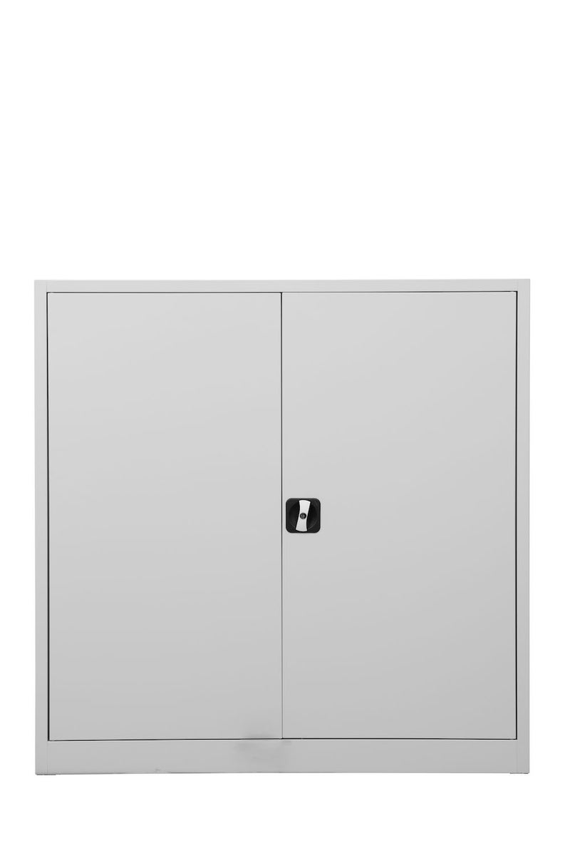 PROREGAL Badger draaideurkast met 2 legplanken, Eurolock greep, plint, HxBxD 120 x 120 x 42 cm, grijs gelakt