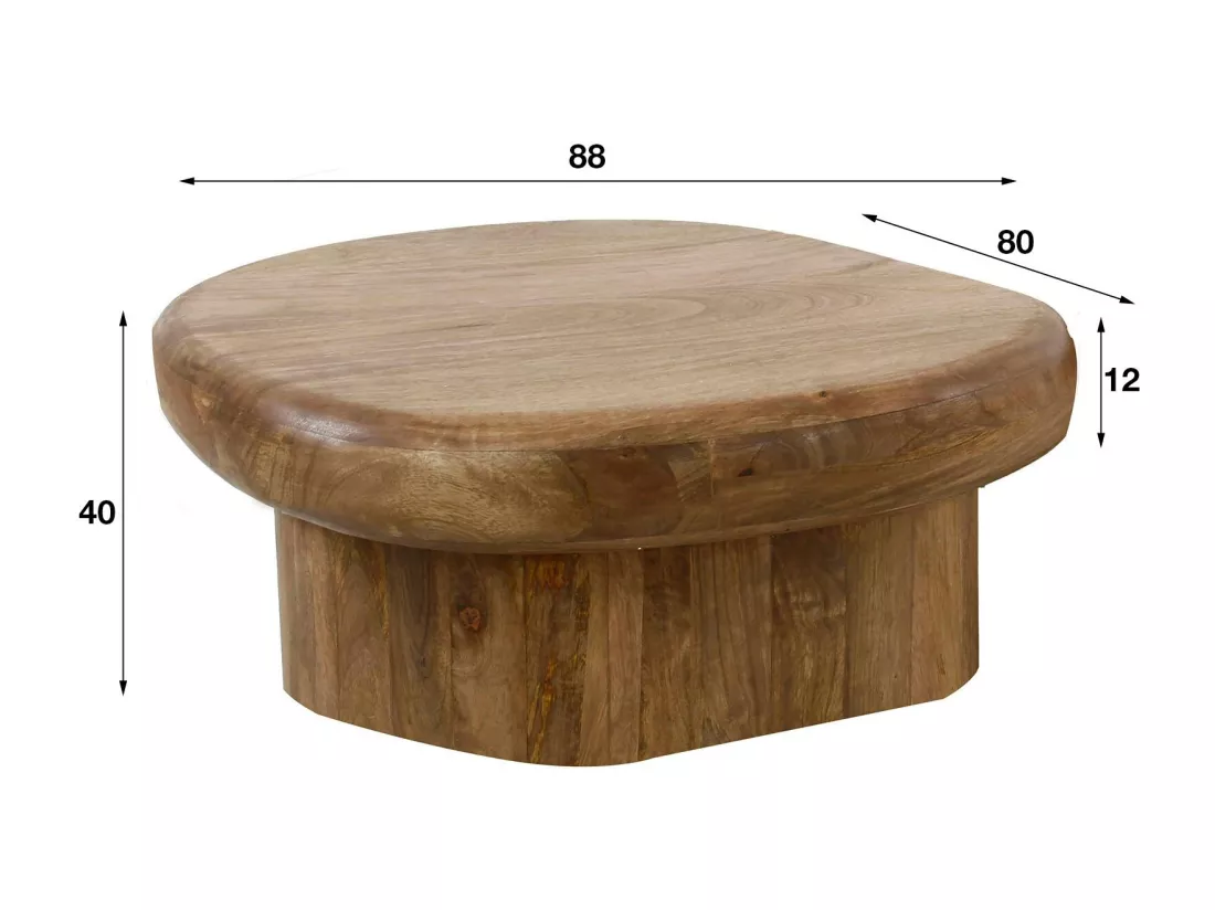 Table basse organique en bois de manguier plateau épais DELHI
