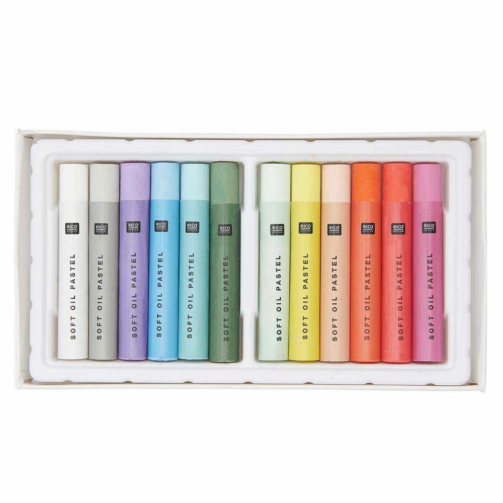 Pastels à l'huile 12 couleurs pastel et fluo
