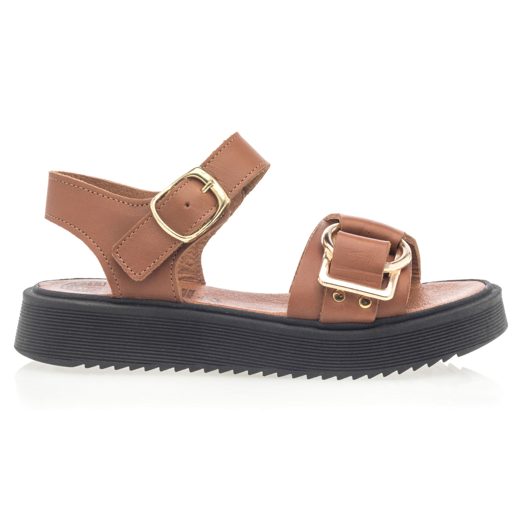 Sandales Fille en cuir cognac