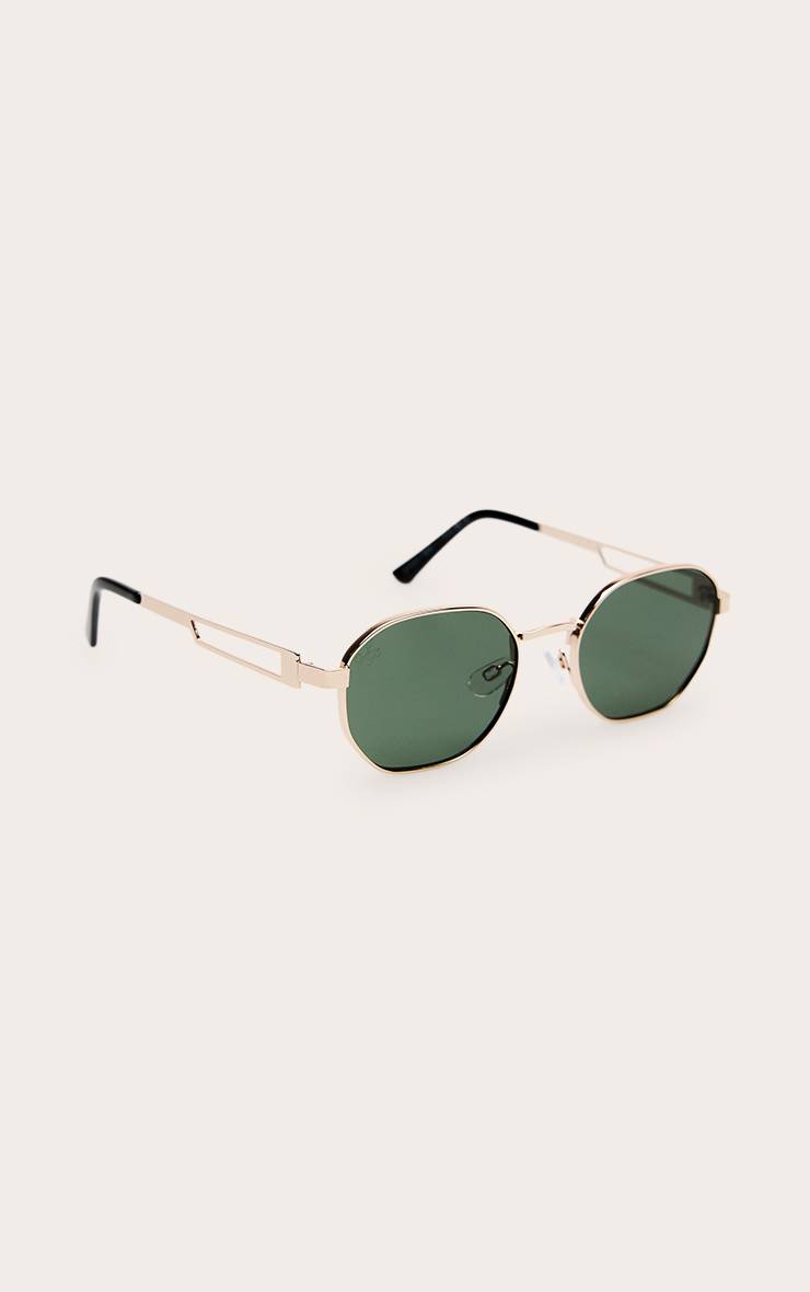Doré Lunettes De Soleil Aviateur Classiques En Métal Jeepers Peepers Verres Verts