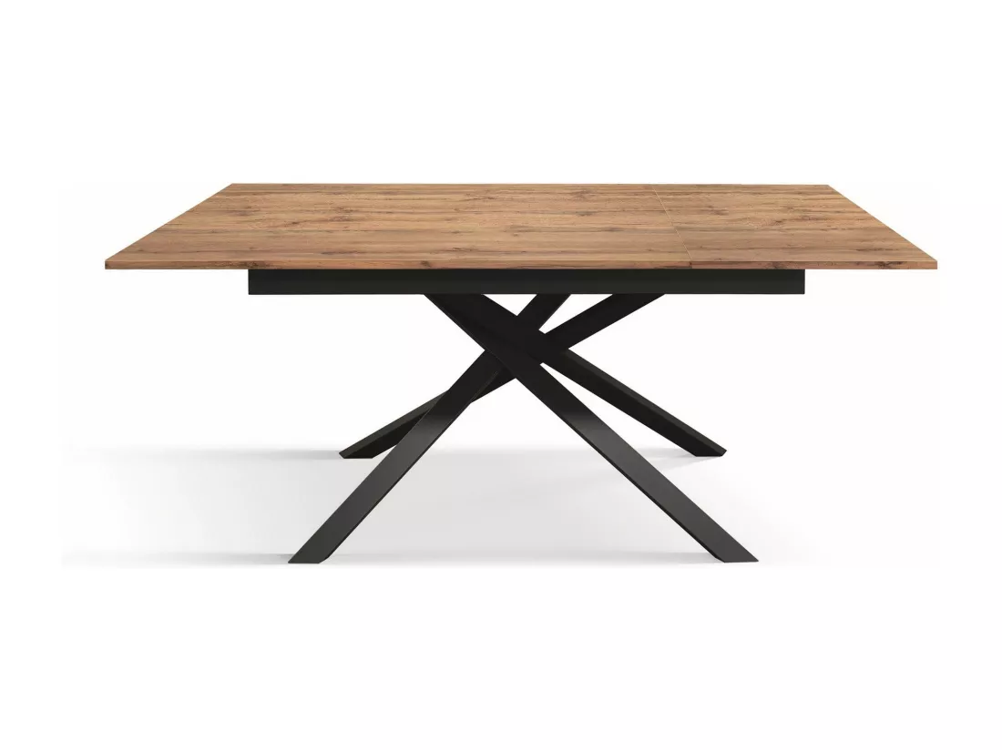 Table en bois, effet chêne, base anthracite, ext.160x90-210x90cm - VOLPAIA