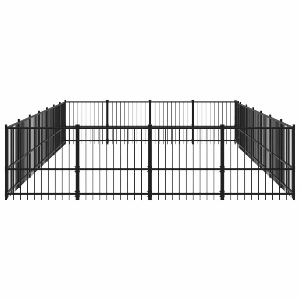 Chenil d'extérieur pour chiens acier 26,35 m²