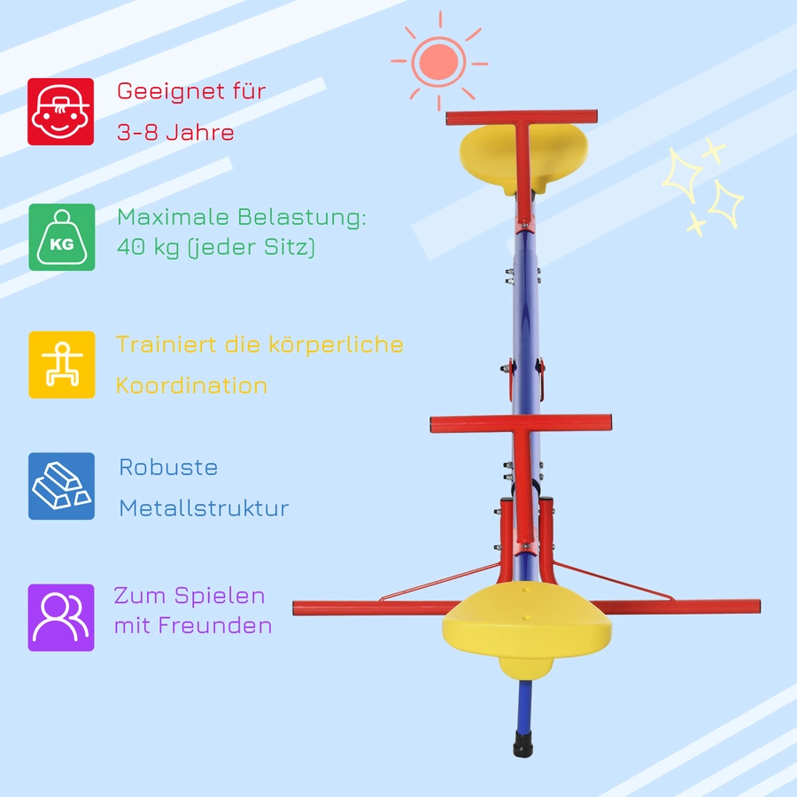 Outsunny Kinderwippe mit 360° Drehfunktion bunt