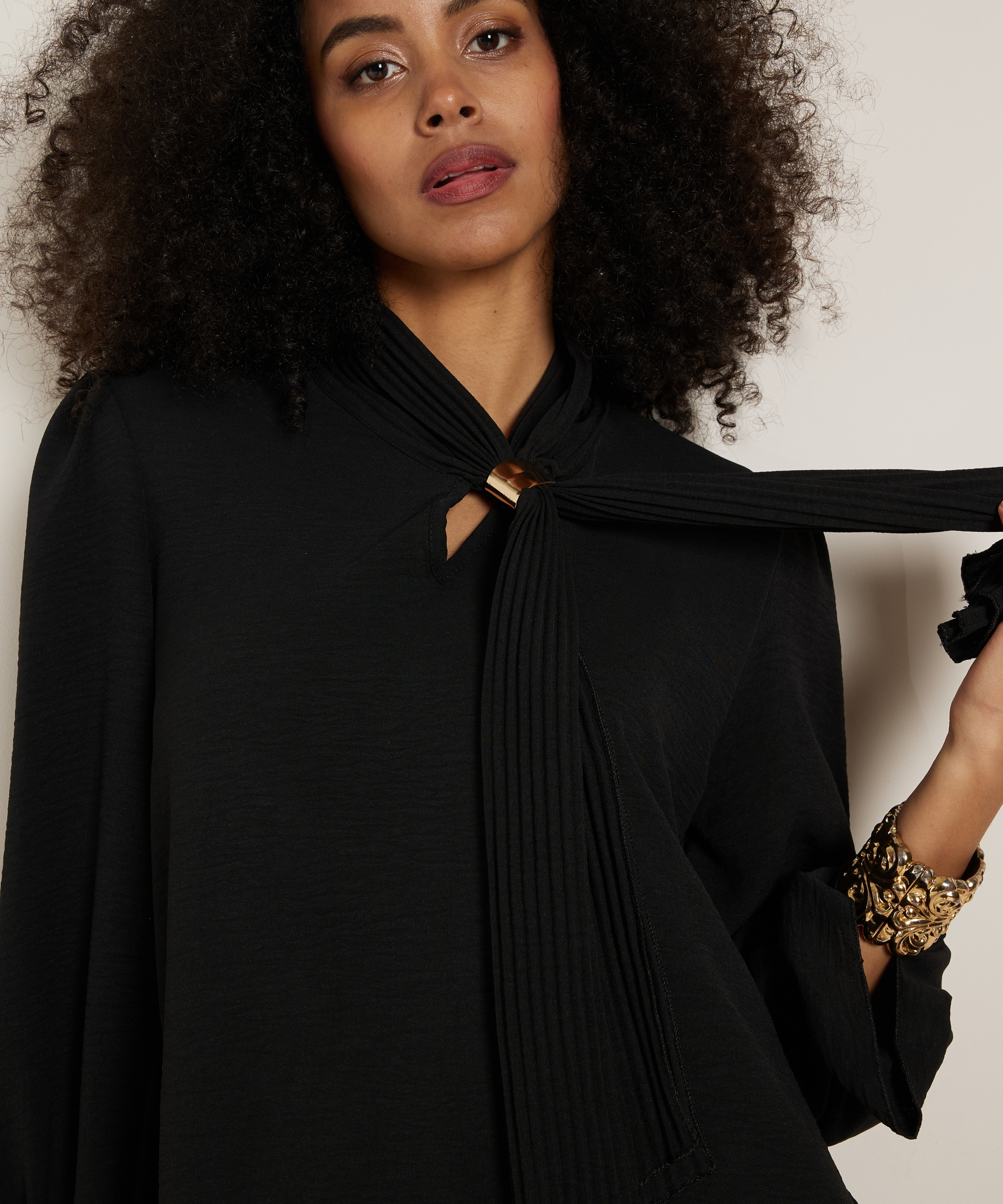 uni blouse met sjaalkraag