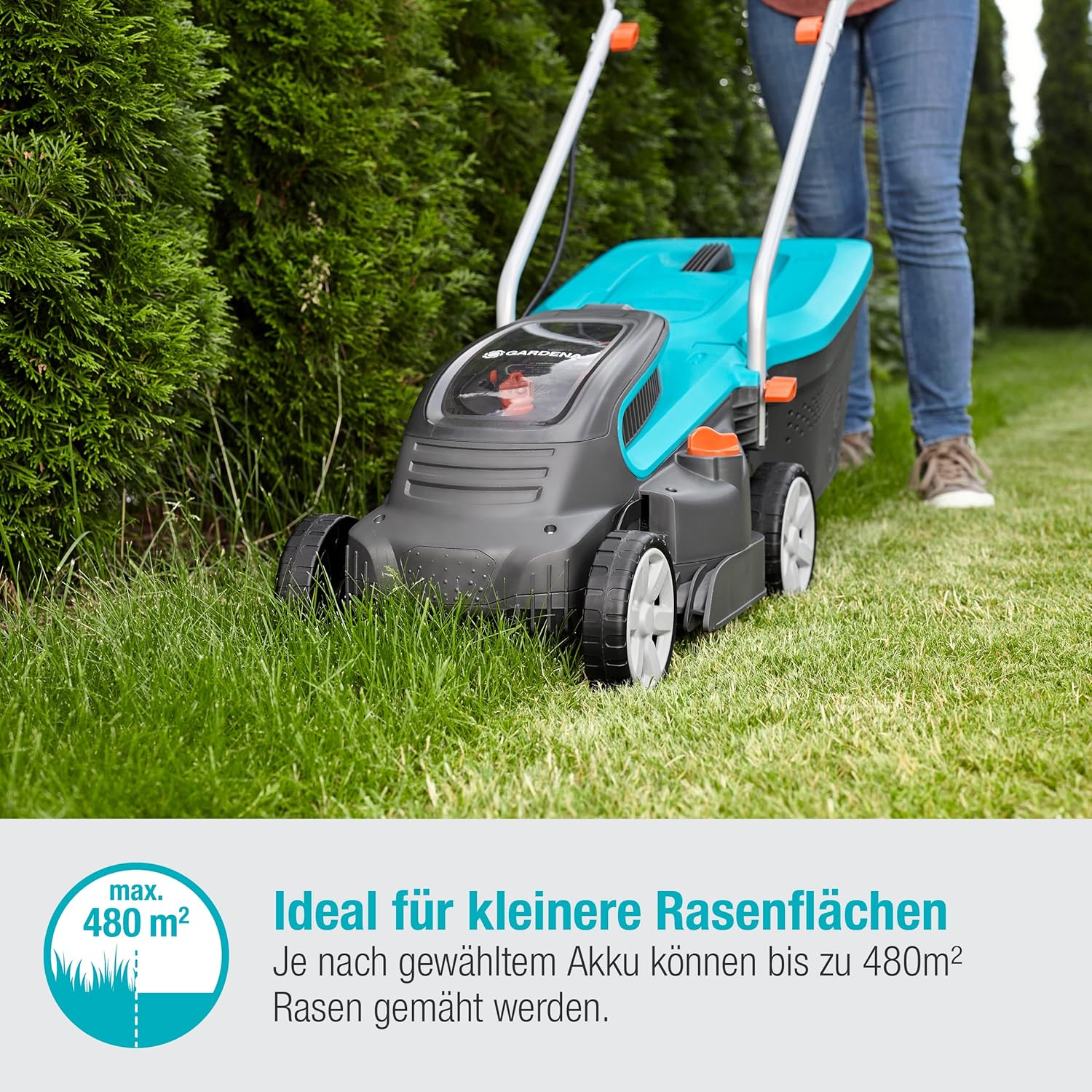 Gardena Akku-Rasenmäher PowerMax 32/36V P4A ohne Akku: Rasenmäher bis 200 m², 32 cm Schnittbreite, 30 l Fassungsvolumen, Schnitthöhe 20-60 mm, Cut and Collect System (14621-55)