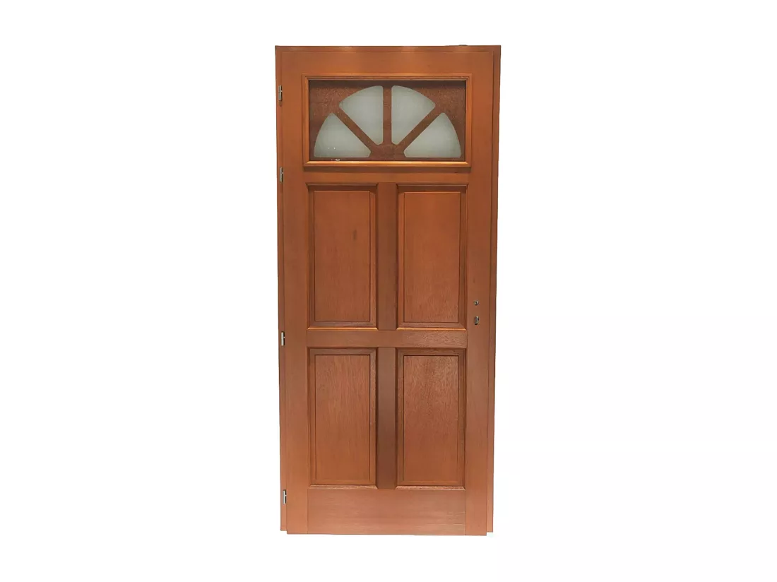 Porte D'Entrée Bois Vitrée, Ferji, H,215Xl,90 P, Droit + Poignée Et Barillet (Ref 010403Fp) Cote Tableau