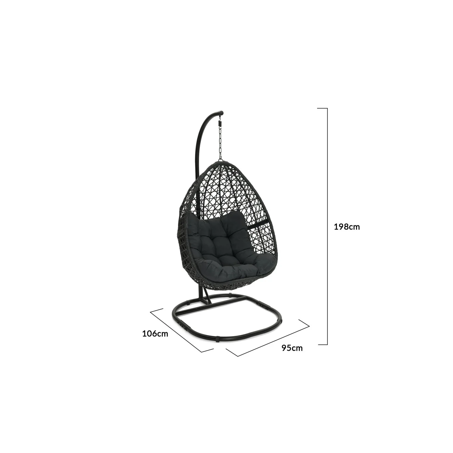 Fauteuil lune suspendu ajouré effet rotin avec coussin gris