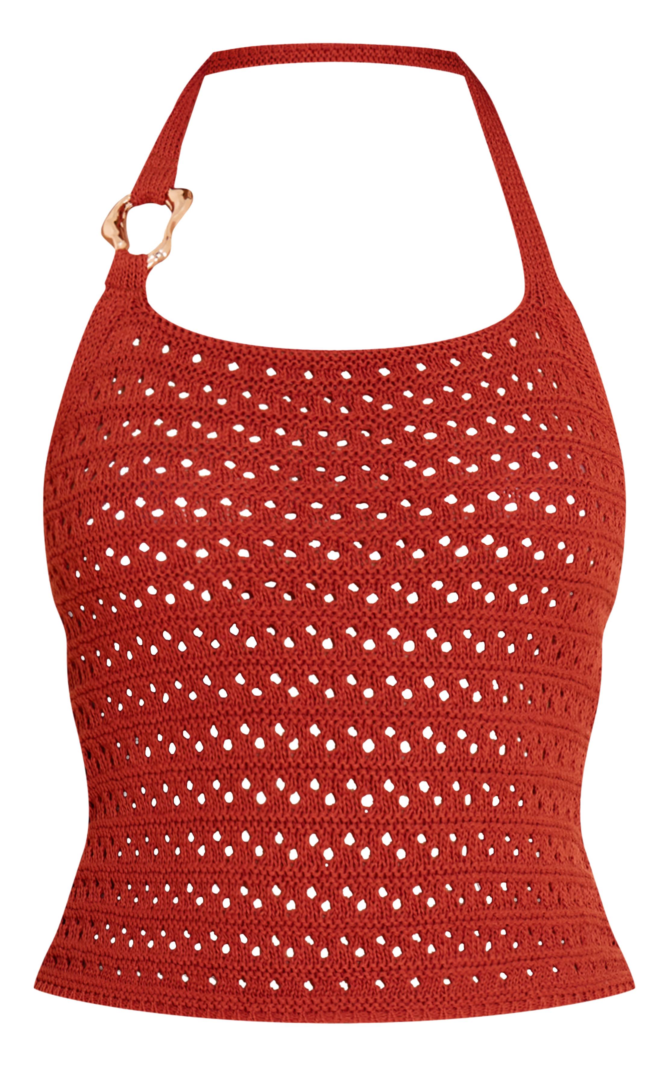 Rouille Haut Licou À Détail De Bordure Au Crochet