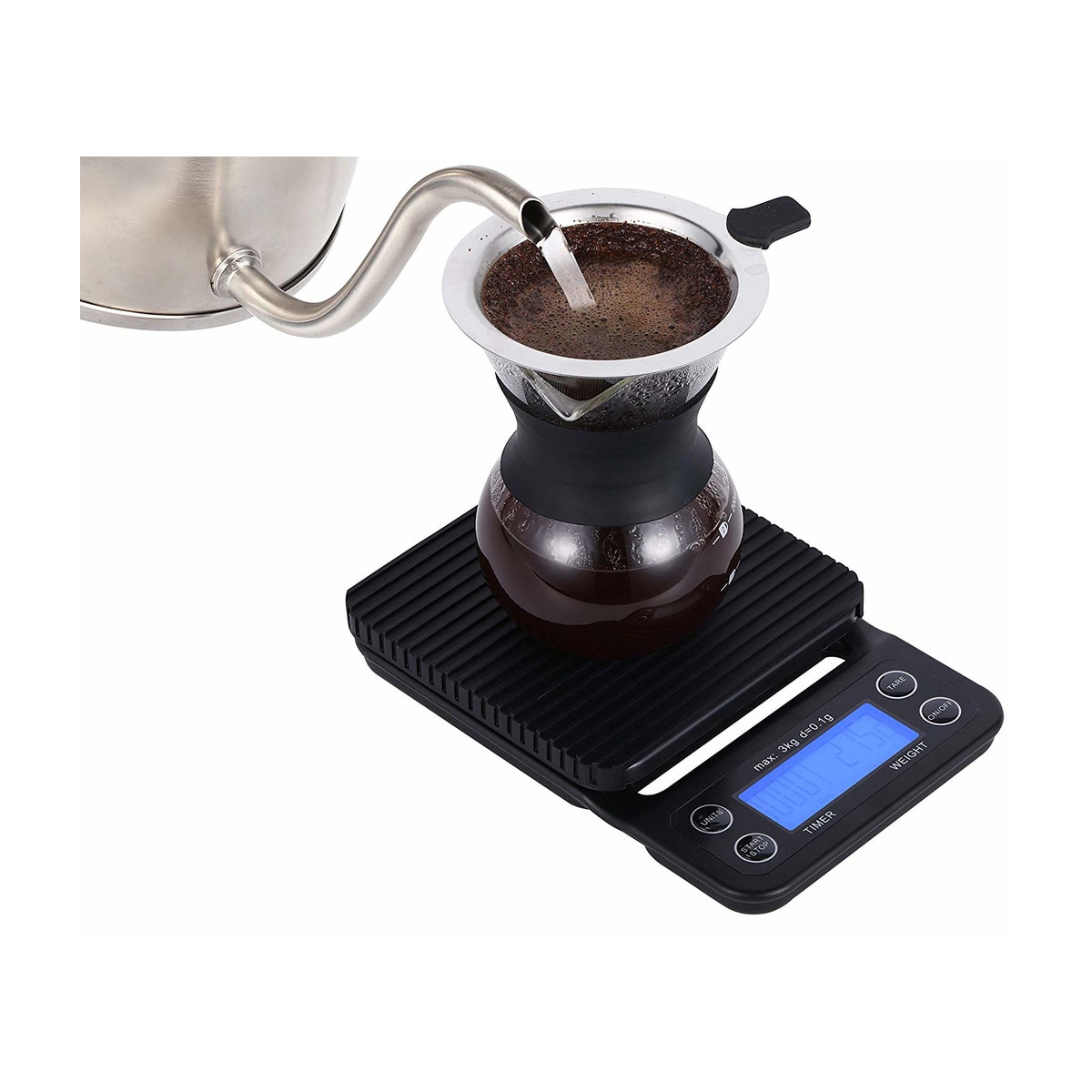 Digital kjøkkenvekt / kaffevekt 3 kg/0.1g Svart Sort