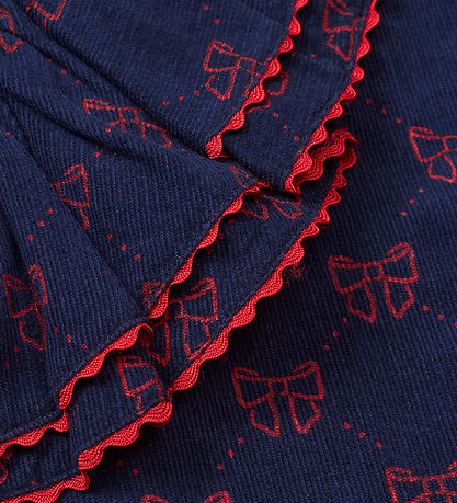 Fl?ss Kjole - Luna - Navy/Ruby Bows