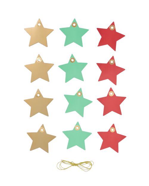 étiquettes cadeaux étoile - 12 pièces