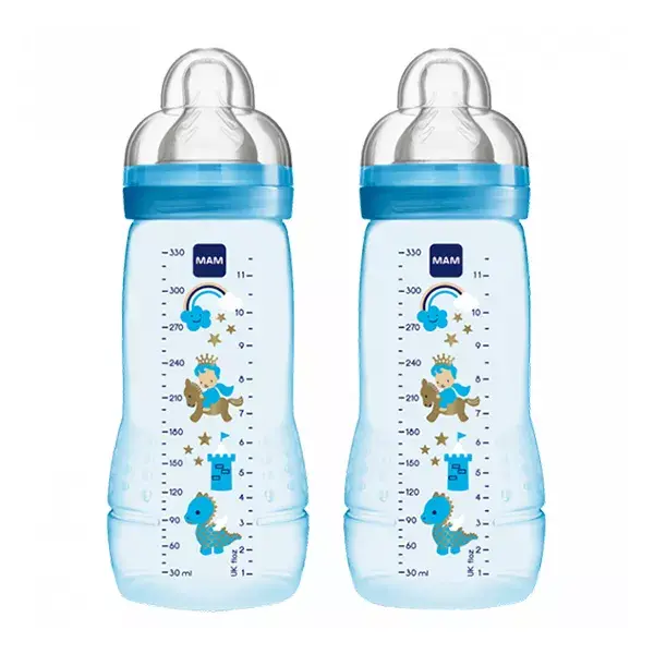 MAM Easy Active Biberon Débit X +6m Bleu Lot de 2 x 330ml