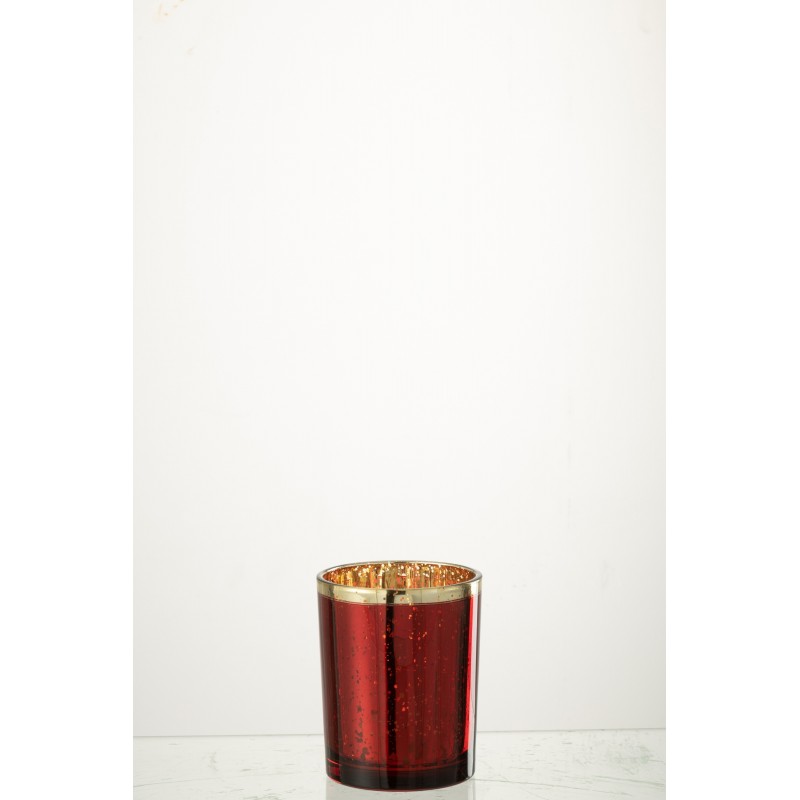 Photophore en verre rouge 10x10x12.5 cm