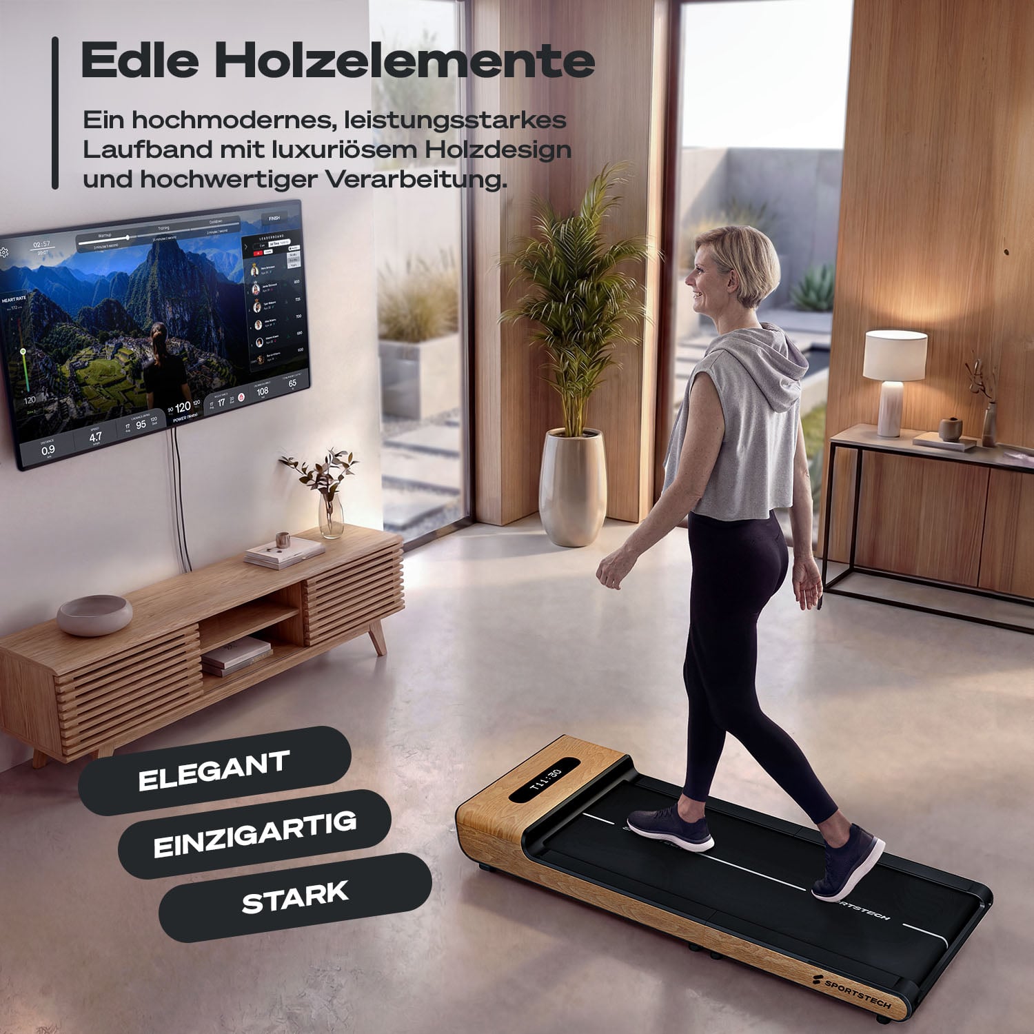 WoodPad Pro Laufband  hellbraun