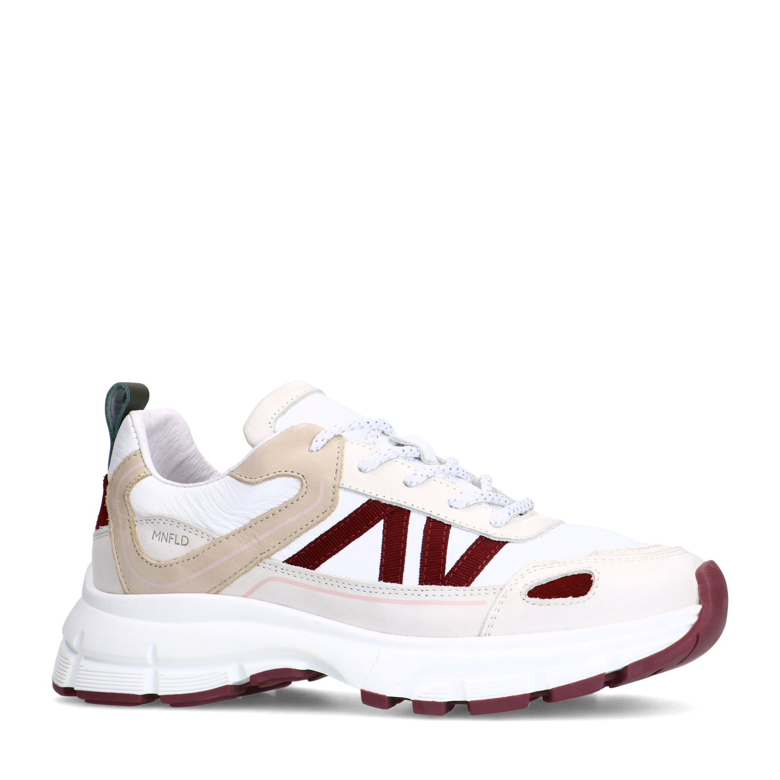 Witte leren sneakers met beige details