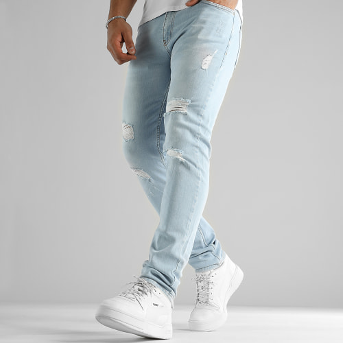 Jean Regular Fit Avec Destroy 2676 Bleu Denim Wash
