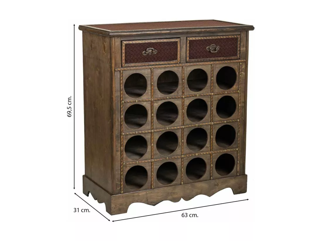 Meuble à bouteilles en bois marron 63x31x69,5h