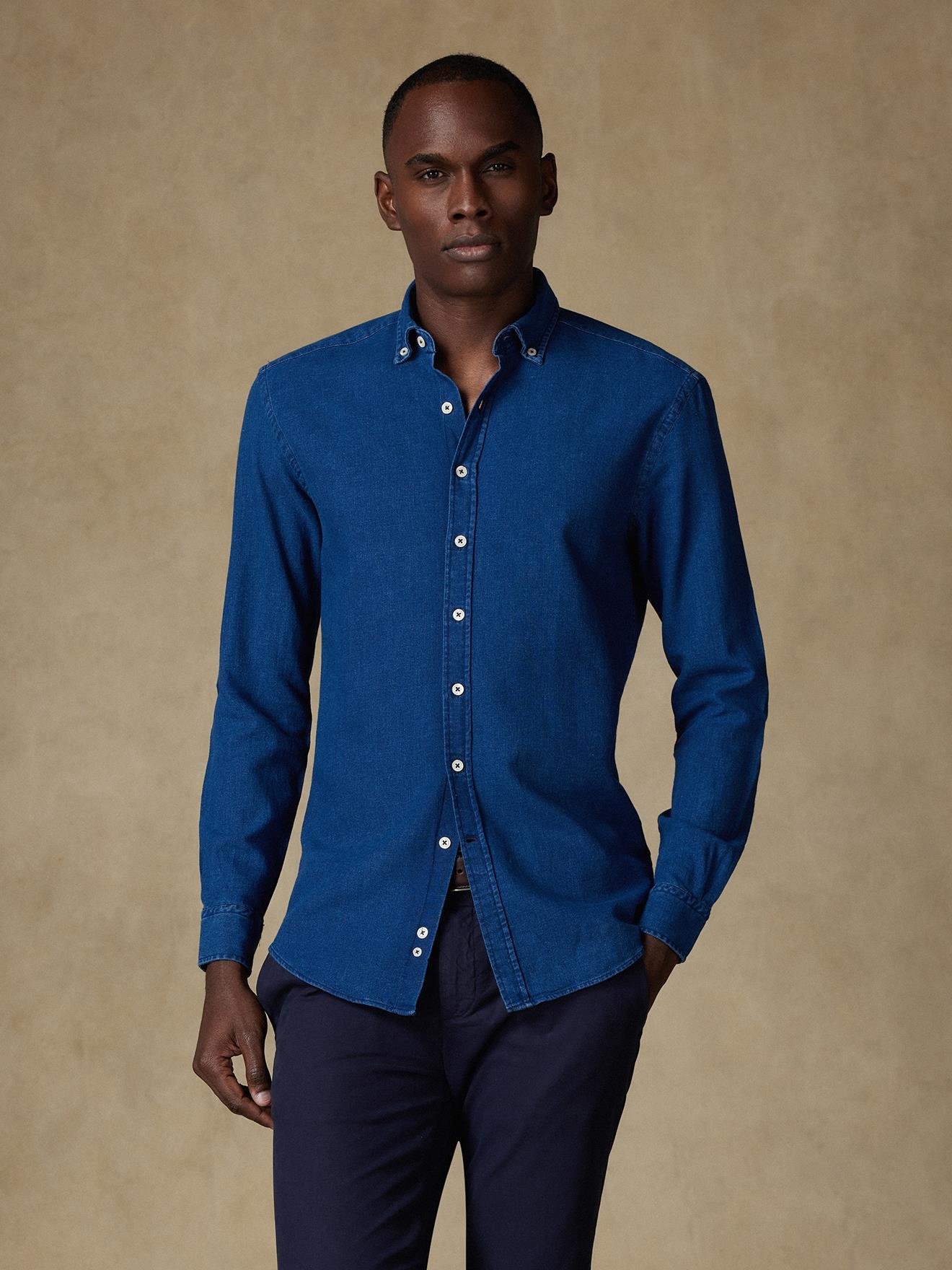 Chemise cintrée Erwin indigo - Col Boutonné