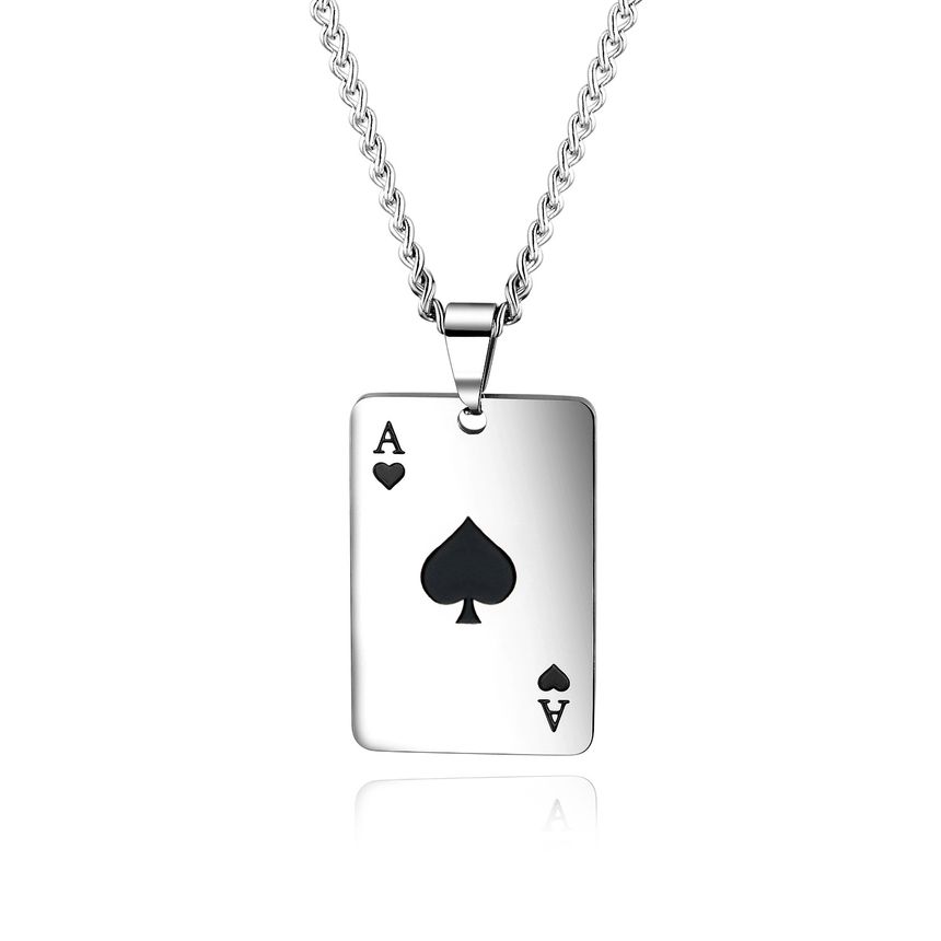 Tenri - Pokerkaarthanger ketting van roestvrij staal