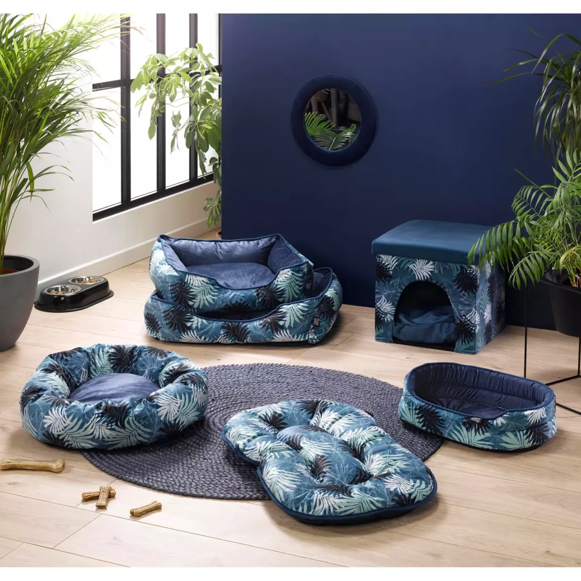 Matelas flocon pour chat et chien Eden L87 cm Bleu