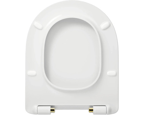 REIKA Mito toiletbril, wit, gepolijste gouden scharnieren, met soft-close mechanisme en Quick&Clean.