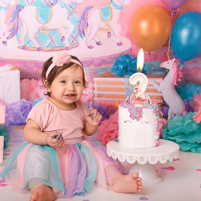 Zahlen Geburtstags Kerze Einhorn Kuchenstecker Happy Birthday Deko für Torten / Kuchen - Zahl 5 / Rosa