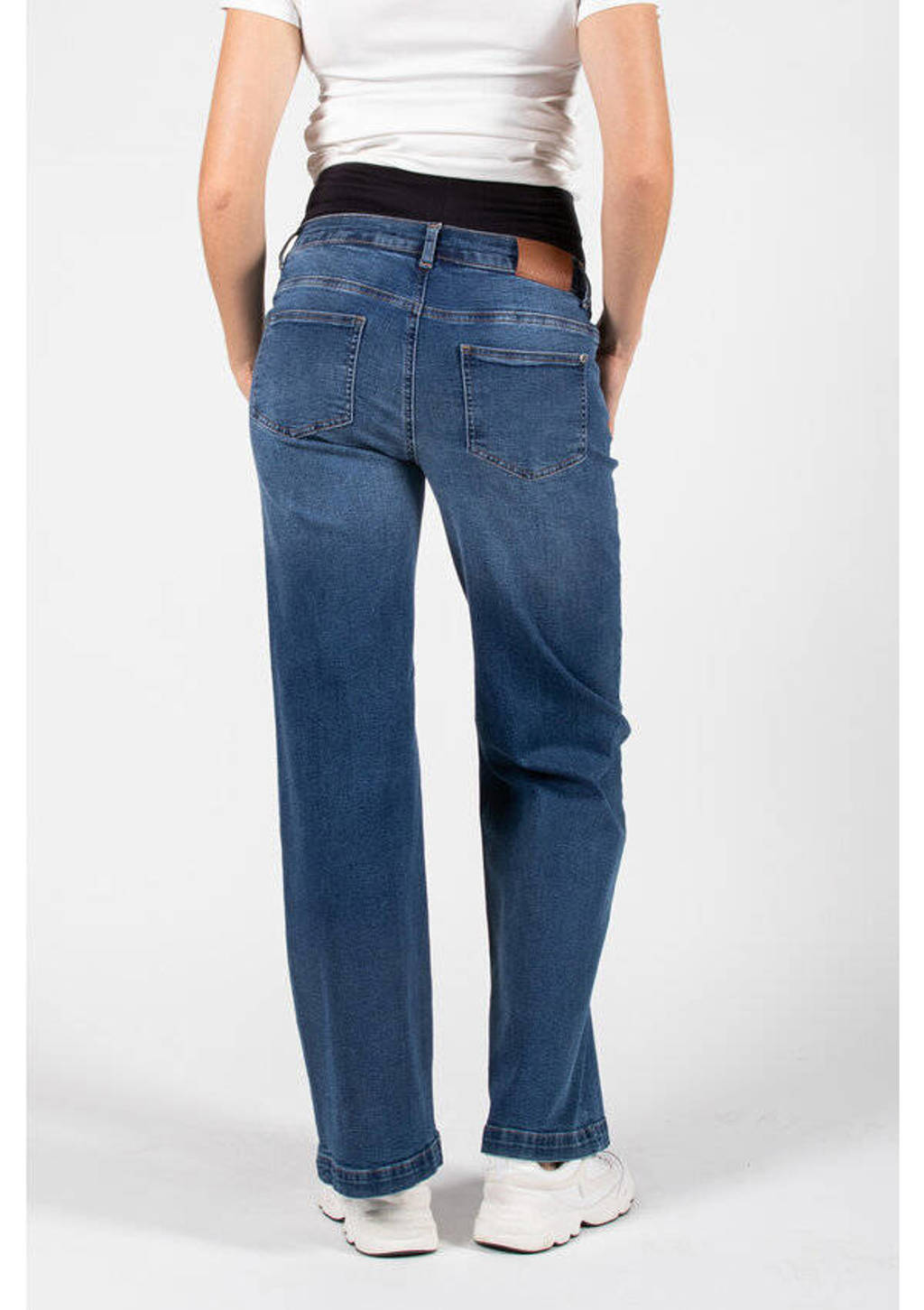 LOVE2WAIT low waist zwangerschaps wide leg jeans stonewashed