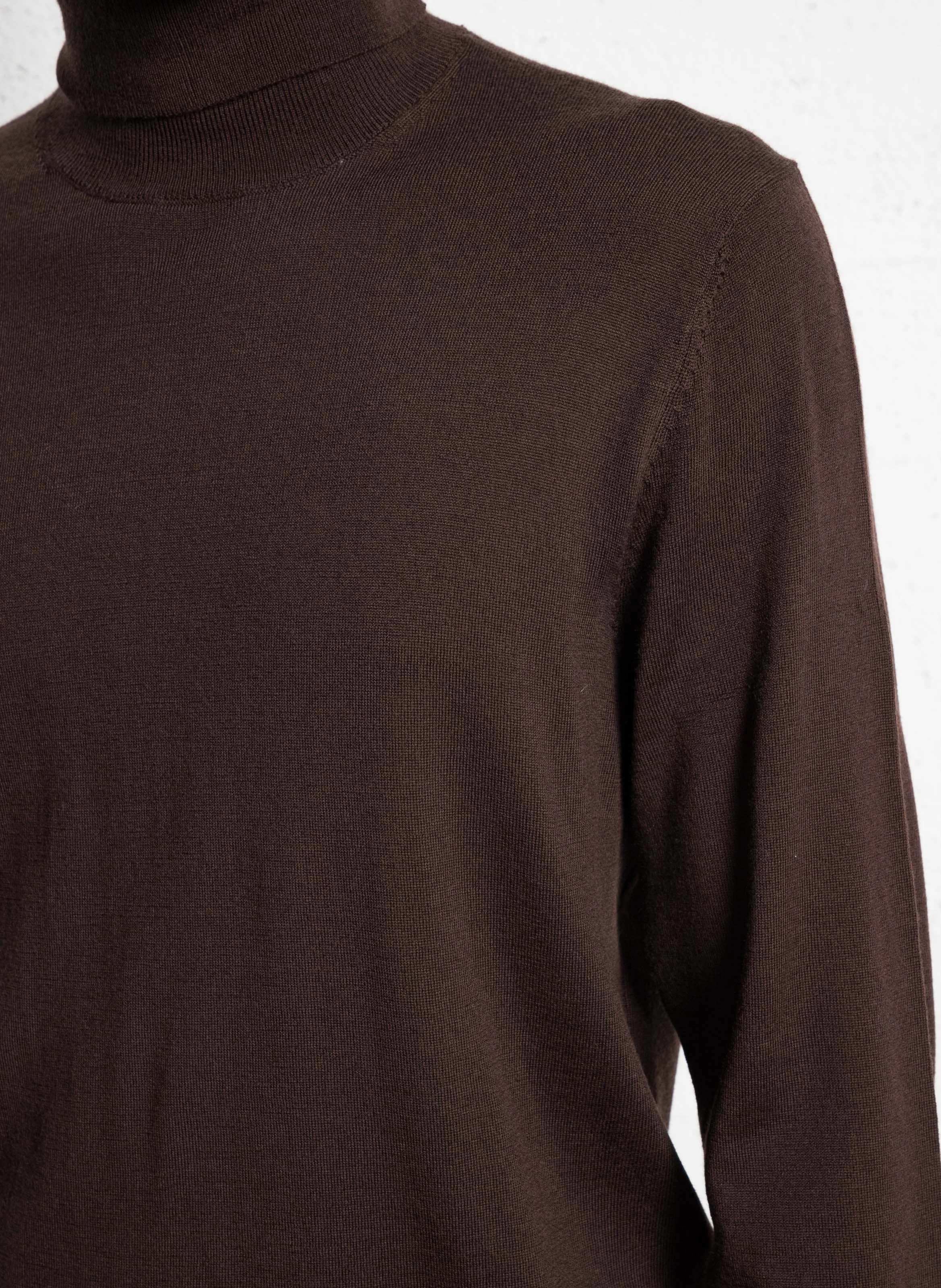 TRAY - Col roulé regular-fit en laine mérinos | Marron