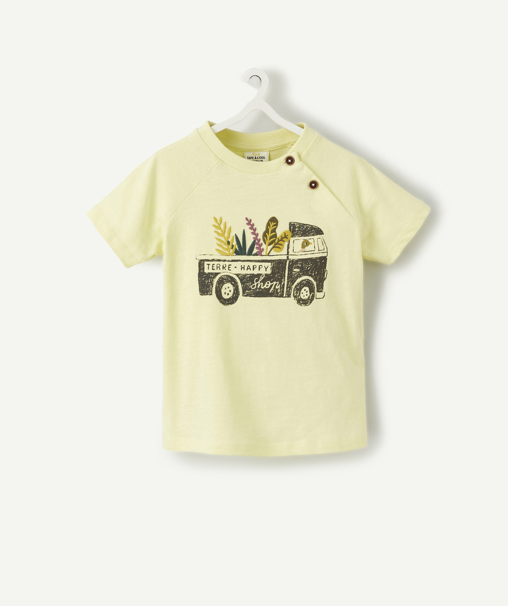 T-SHIRT BÉBÉ GARÇON EN COTON BIO VERT AVEC MOTIF CAMION
